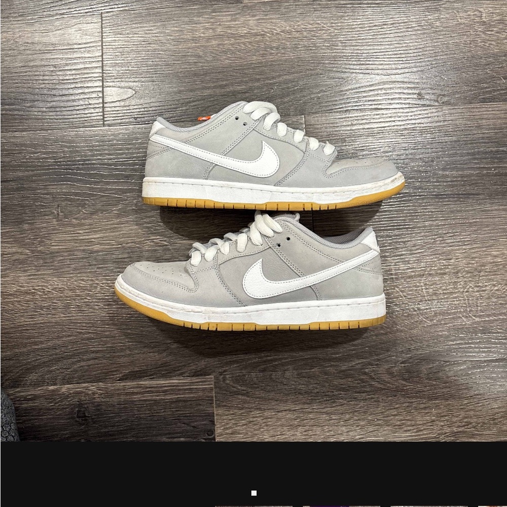 Gray and White Sneakers with Gum Sole